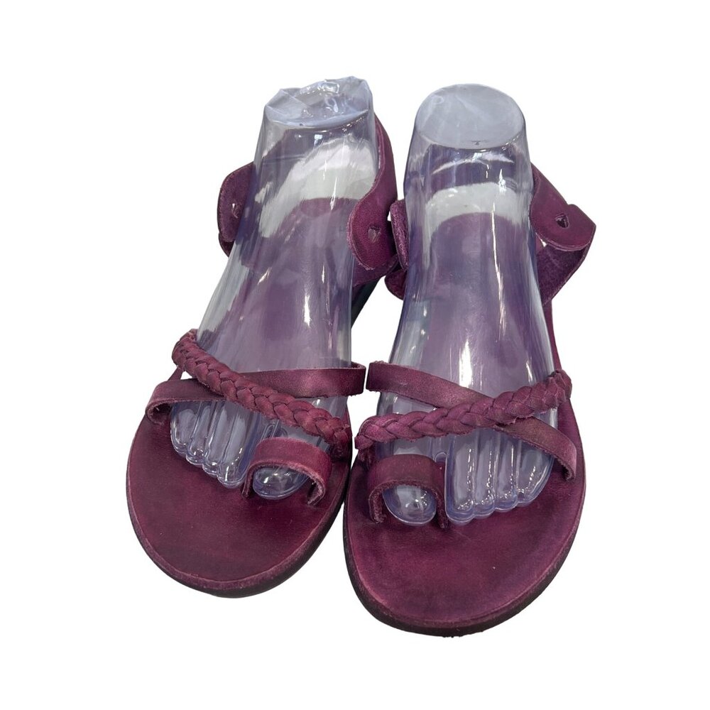 Jerusalem Ramah Leather Cut Out Sandal Women 8 Braided Strap Purple Boho NO LACE